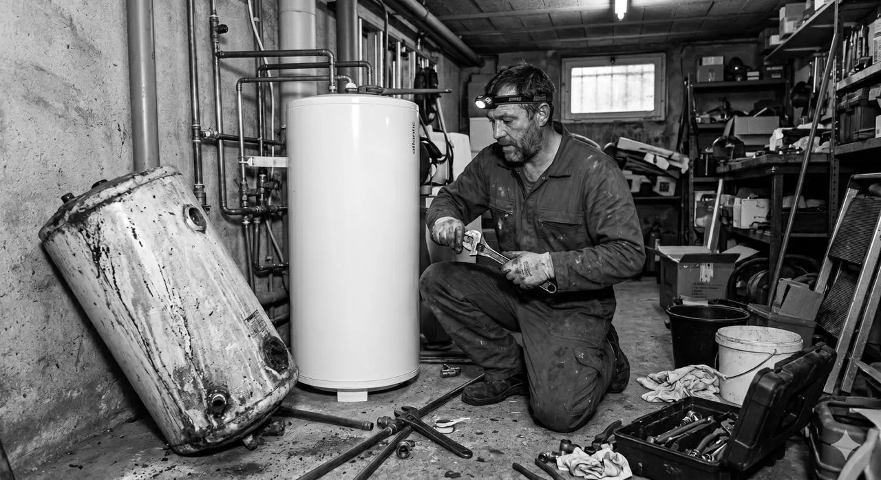 Artisan plombier Tram Tech en intervention remplacement chauffe-eau Lyon